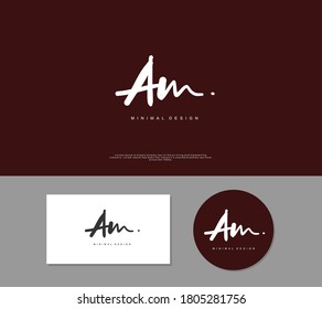 AM Initial handwriting or handwritten logo for identity. Logo with signature and hand drawn style.