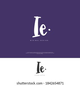IE Initial handwriting or handwritten logo for identity. Logo with signature and hand drawn style.