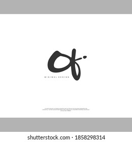 OF Initial handwriting or handwritten logo for identity. Logo with signature and hand drawn style.