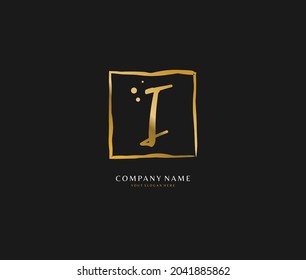 I Initial handwriting or handwritten logo for identity. Logo with signature and hand drawn style.