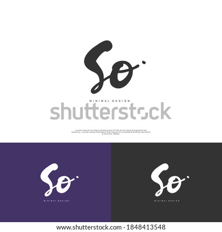 SO Initial handwriting or handwritten logo for identity. Logo with signature and hand drawn style.