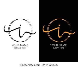 I initial handwriting logo design template