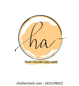 Initial handwriting logo HA Letter Signature template vector