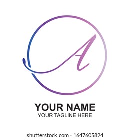 Initial handwriting logo A Letter Signature template vector