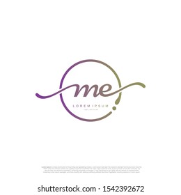 Initial handwriting logo ME Letter Signature template vector.