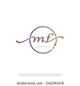 Initial handwriting logo MF Letter Signature template vector.