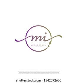 Initial handwriting logo MI Letter Signature template vector.