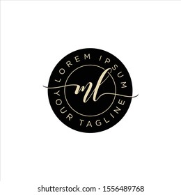 Initial handwriting logo ML Letter Signature template vector.