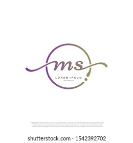 Initial handwriting logo MS Letter Signature template vector.