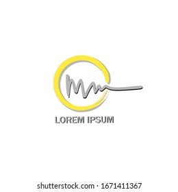 Initial handwriting logo mw Letter Signature template vector
