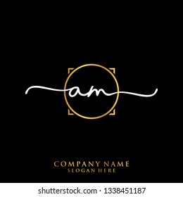 AM Initial handwriting logo template