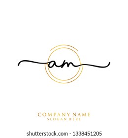 AM Initial handwriting logo template