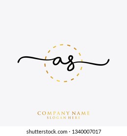 AS Initial handwriting logo template