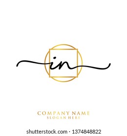 IN Initial handwriting logo template