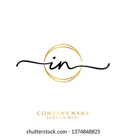 IN Initial handwriting logo template