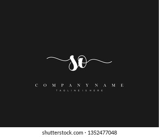SO initial handwriting logo template with luxury color vector.