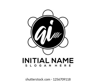 A I Initial Handwriting  Logo Template Vector