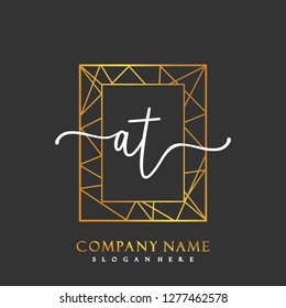 AT Initial Handwriting logo template vector