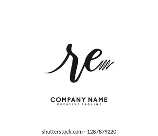 RE Initial Handwriting Logo Template Vector