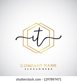 IT Initial Handwriting logo template vector