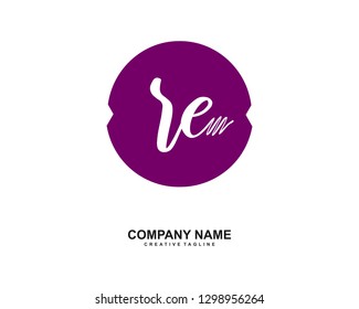 RE Initial Handwriting Logo Template Vector