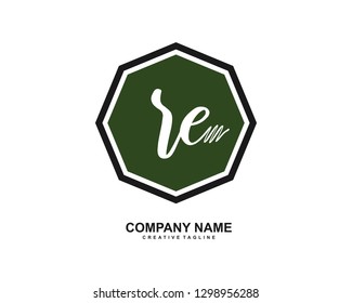 RE Initial Handwriting Logo Template Vector