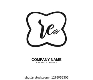 RE Initial Handwriting Logo Template Vector