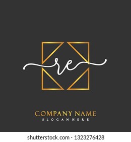 RE Initial Handwriting logo template vector