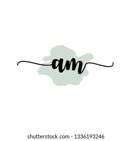 AM  Initial Handwriting logo template vector