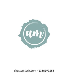AM  Initial Handwriting logo template vector