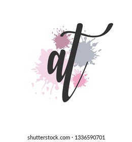 AT  Initial Handwriting logo template vector