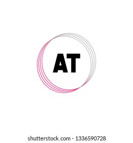 AT  Initial Handwriting logo template vector