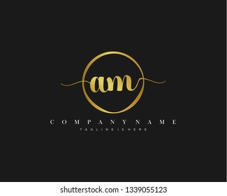 AM initial handwriting logo template vector