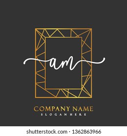 AM Initial Handwriting logo template vector