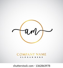 AM Initial Handwriting logo template vector