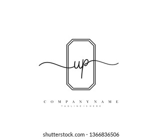 UP initial handwriting logo template vector