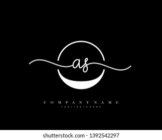 AS initial handwriting logo template vector