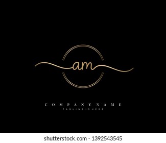AM initial handwriting logo template vector