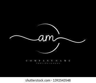 AM initial handwriting logo template vector