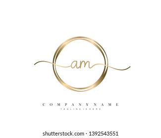 AM initial handwriting logo template vector
