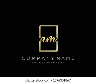 AM Initial handwriting logo template vector.