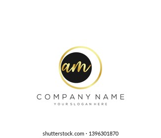 AM Initial handwriting logo template vector.