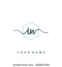 Initial IN handwriting logo template vector
