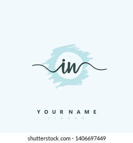 Initial IN handwriting logo template vector