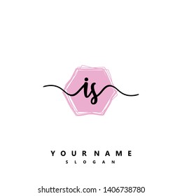 Initial IS handwriting logo template vector