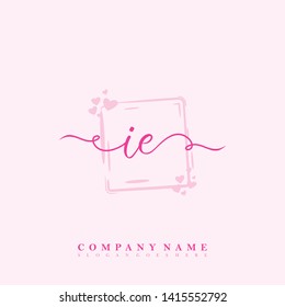 Initial IE handwriting logo template vector