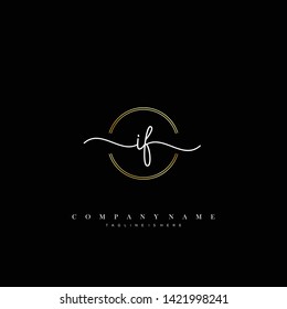 IF initial handwriting logo template vector