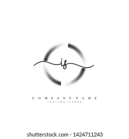 IS initial handwriting logo template vector