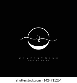 IS initial handwriting logo template vector