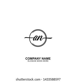 AN Initial handwriting logo template vector